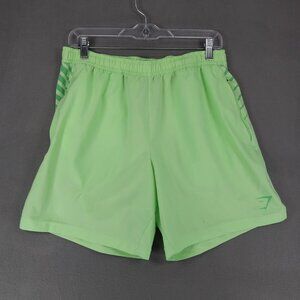 Gymshark Shorts Mens Size L Neon Bali Green Athletic Gym Workout Sport Stripe 7"